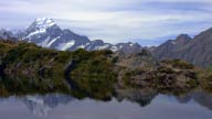 NZ004, nature, landscape, mountains, tarn, snow, snowcapped